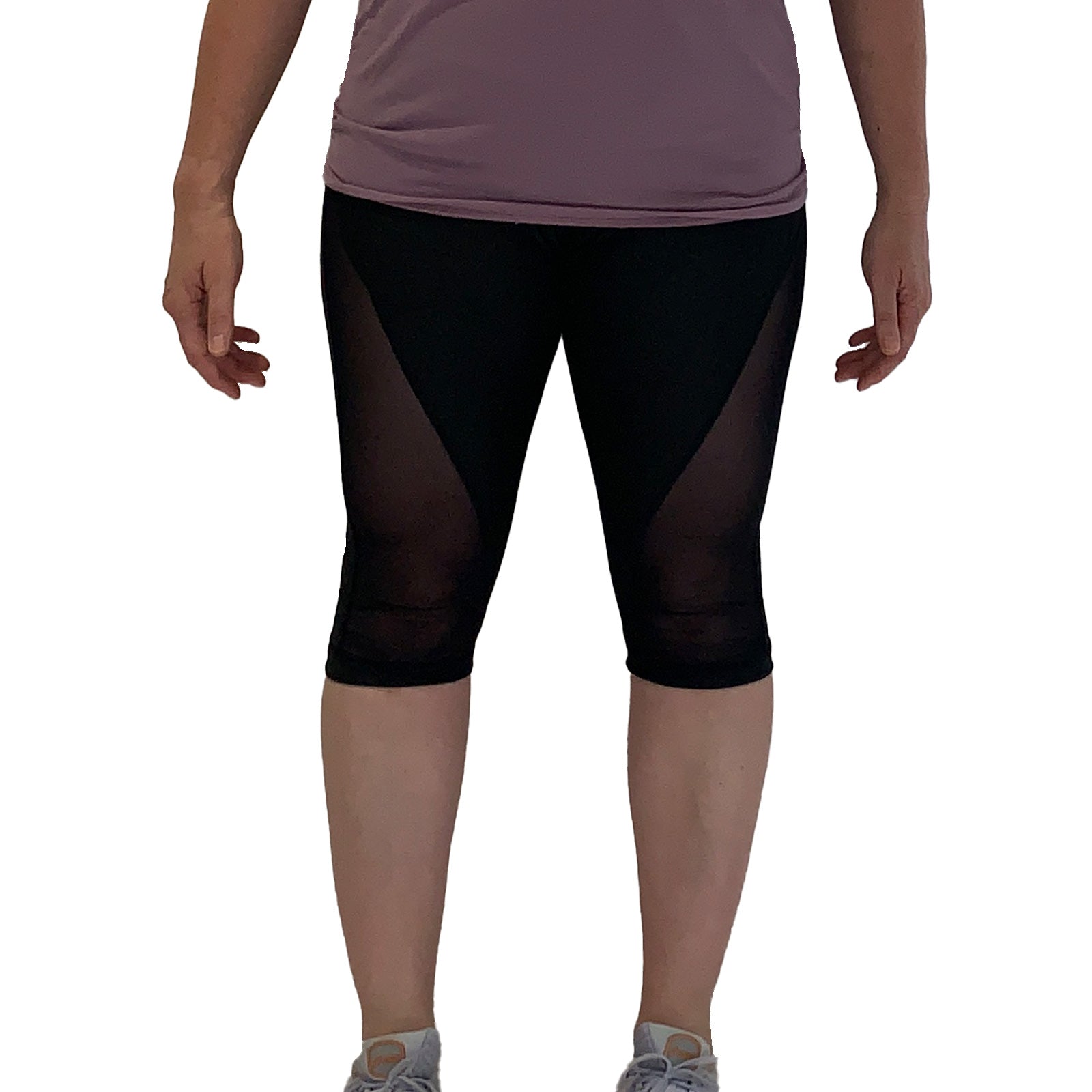 Mesh Panel Knee Length Leggings