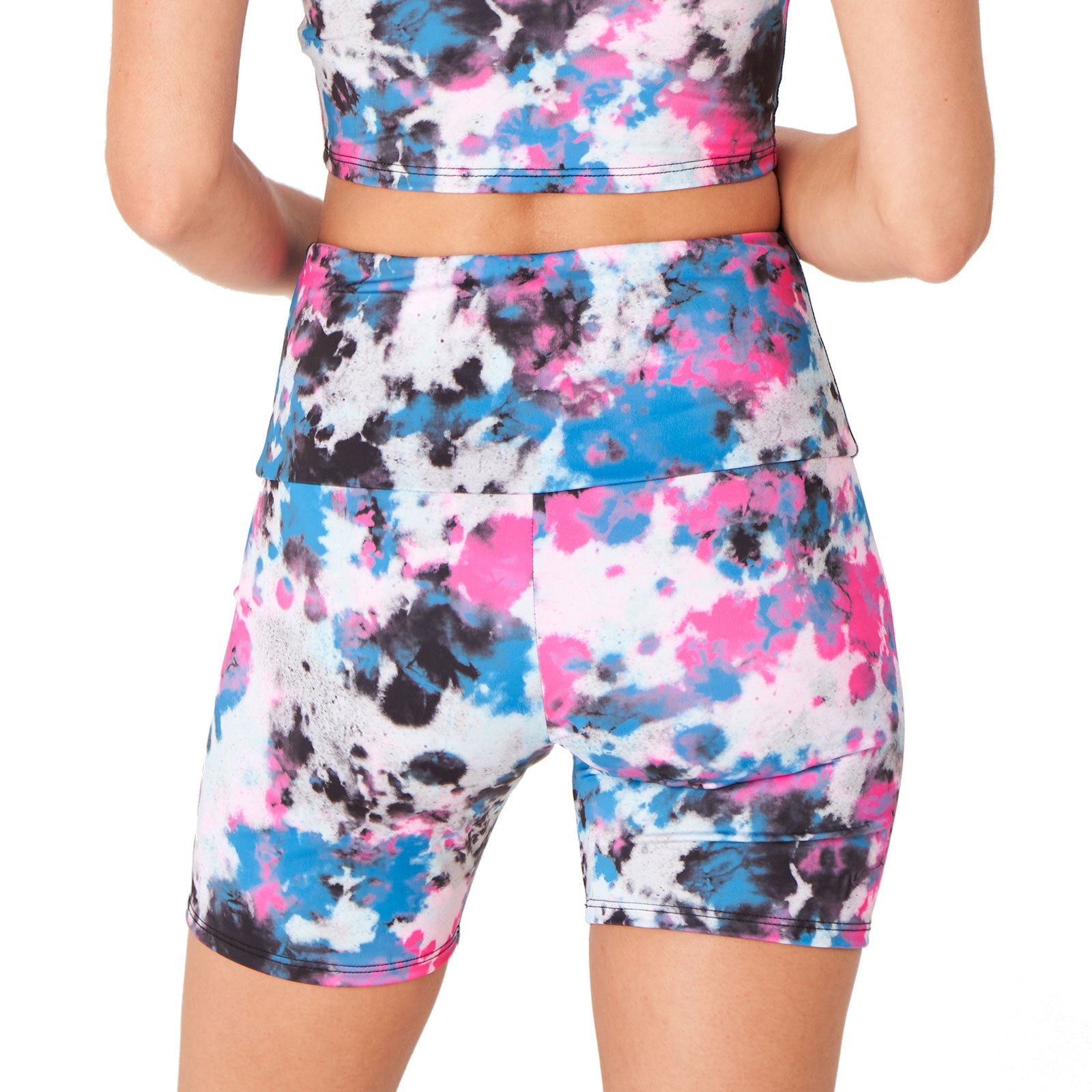 High Waisted Graffiti Print Bike Shorts